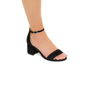 Sandali neri effetto scamosciato con tacco 6 cm Lora Ferres, Donna, SKU w042000315, Immagine 0